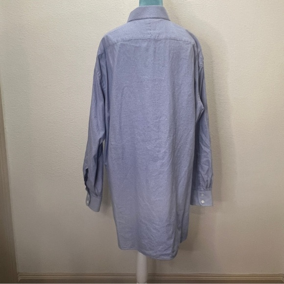 Charles Tyrwhitt long sleeve button down shirt houndstooth Blue White Neck 19/37 - Picture 5 of 5